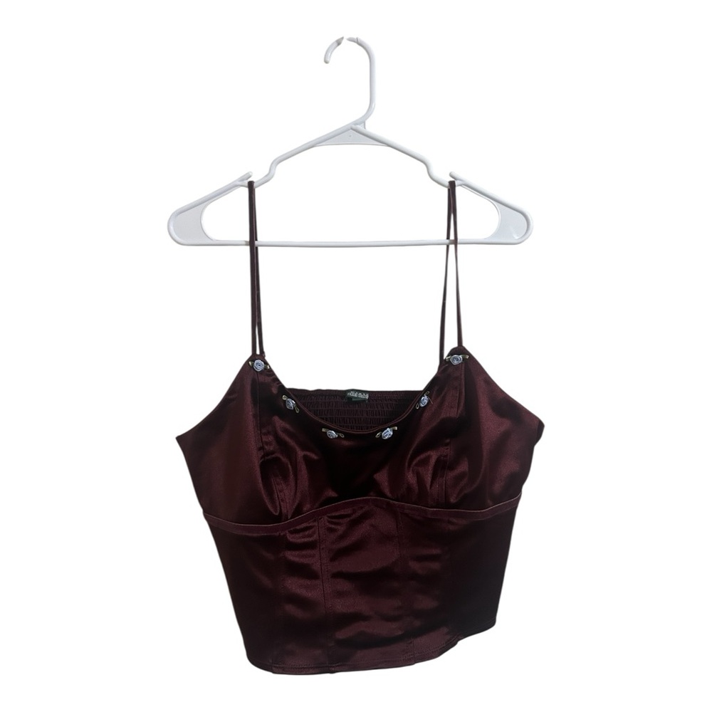 Wild Fable Burgundy Smocked Top With Floral Detailing Garden Girl Soft Goth